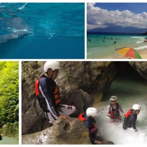 Whale Shark Watching + Sumilon Island Sandbar + Canyoneering Adventure Day Tour pick-up and drop off Cebu City